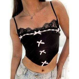 Hesperus Women's Sexy Lace Up Bow Knotted Corset Style Crop Top size S